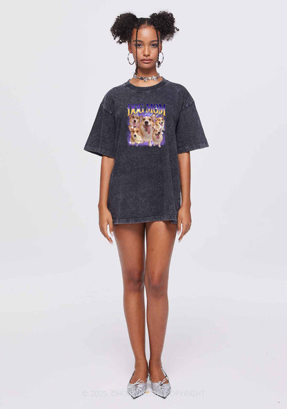 Custom Photo Dog Mom Y2K Shirts Washed Tee Cherrykitten