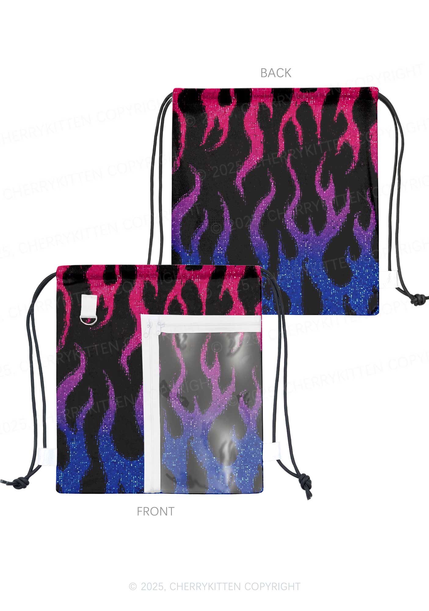 Bisexual Flame Pride Y2K Drawstring Itabag Backpack Cherrykitten
