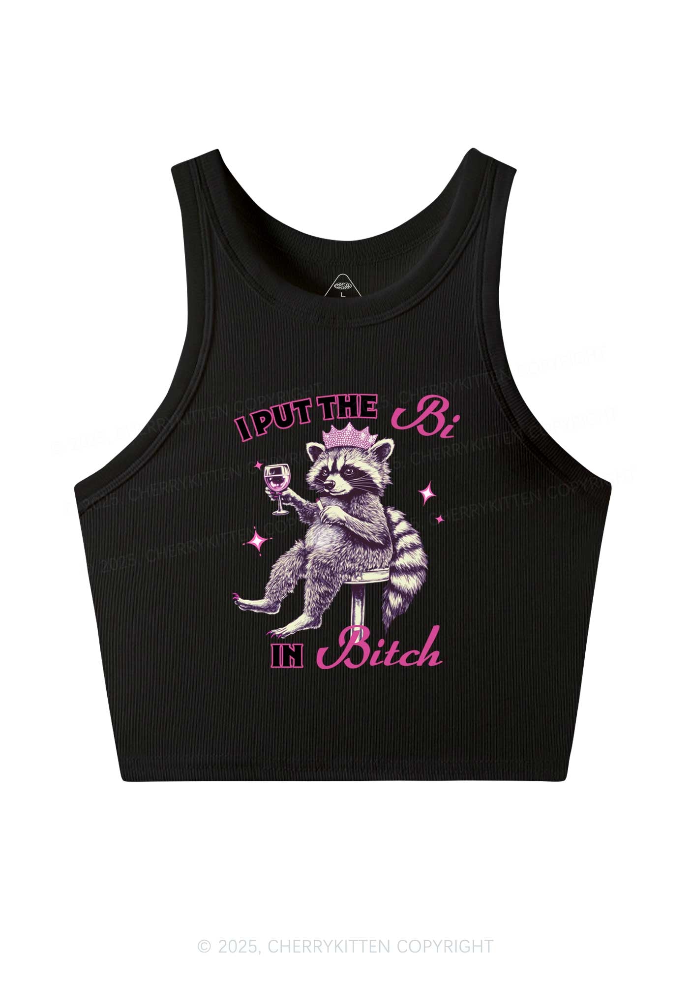 Bi Bxxch Raccoon Pride Y2K Crop Tank Top Cherrykitten