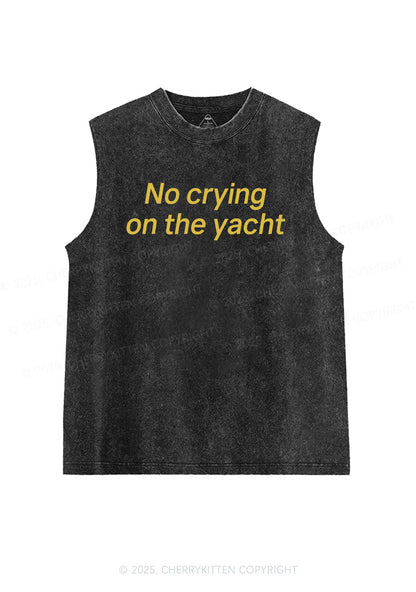 No Crying On Yacht Y2K Washed Muscle Tank Cherrykitten