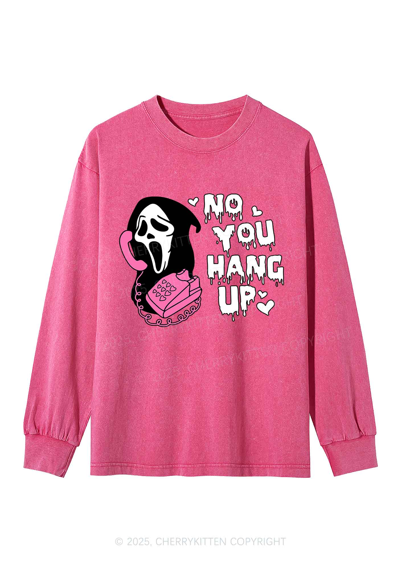 Halloween No You Hang Up Y2K Washed Long Sleeves Cherrykitten