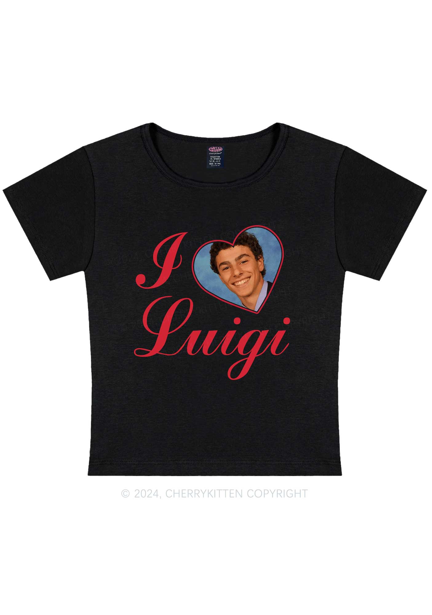 Curvy I Love Luigi Y2K Baby Tee Cherrykitten