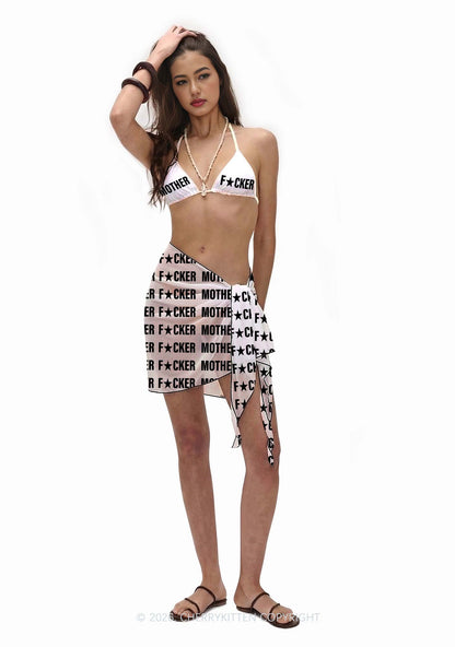 Mother Fxxker Y2K Print Bikini Set Cherrykitten