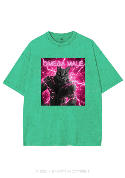 Omega Male Y2K Shirts Washed Tee Cherrykitten