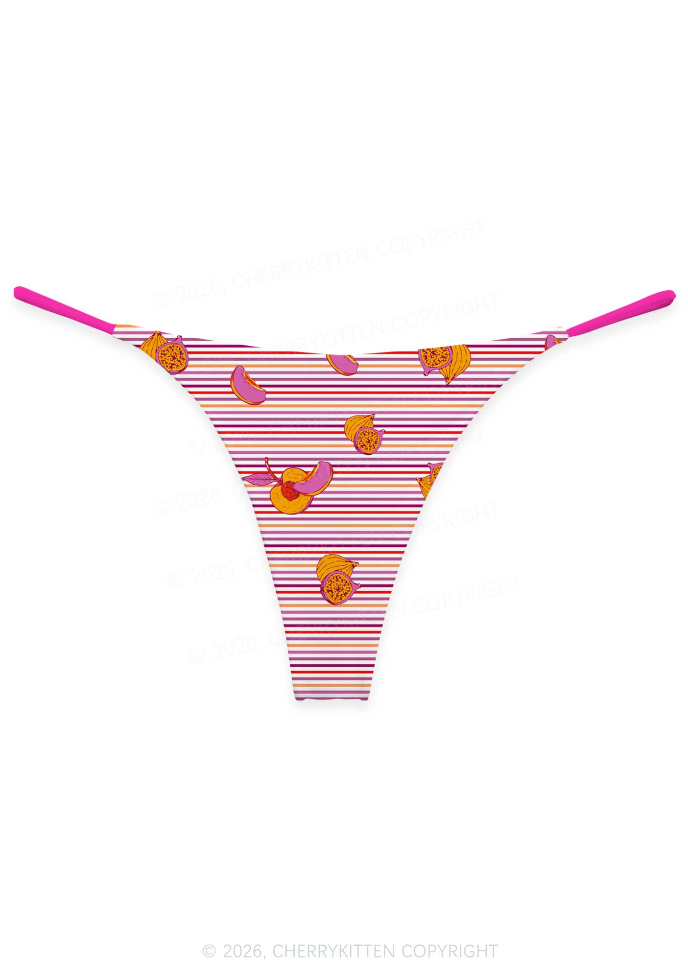Peachy Lesbian Stripe Pride Y2K Print Bikini String Thong Cherrykitten