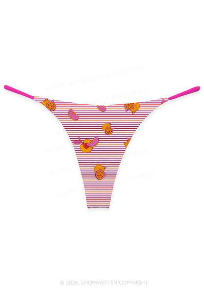 Peachy Lesbian Stripe Pride Y2K Print Bikini String Thong Cherrykitten