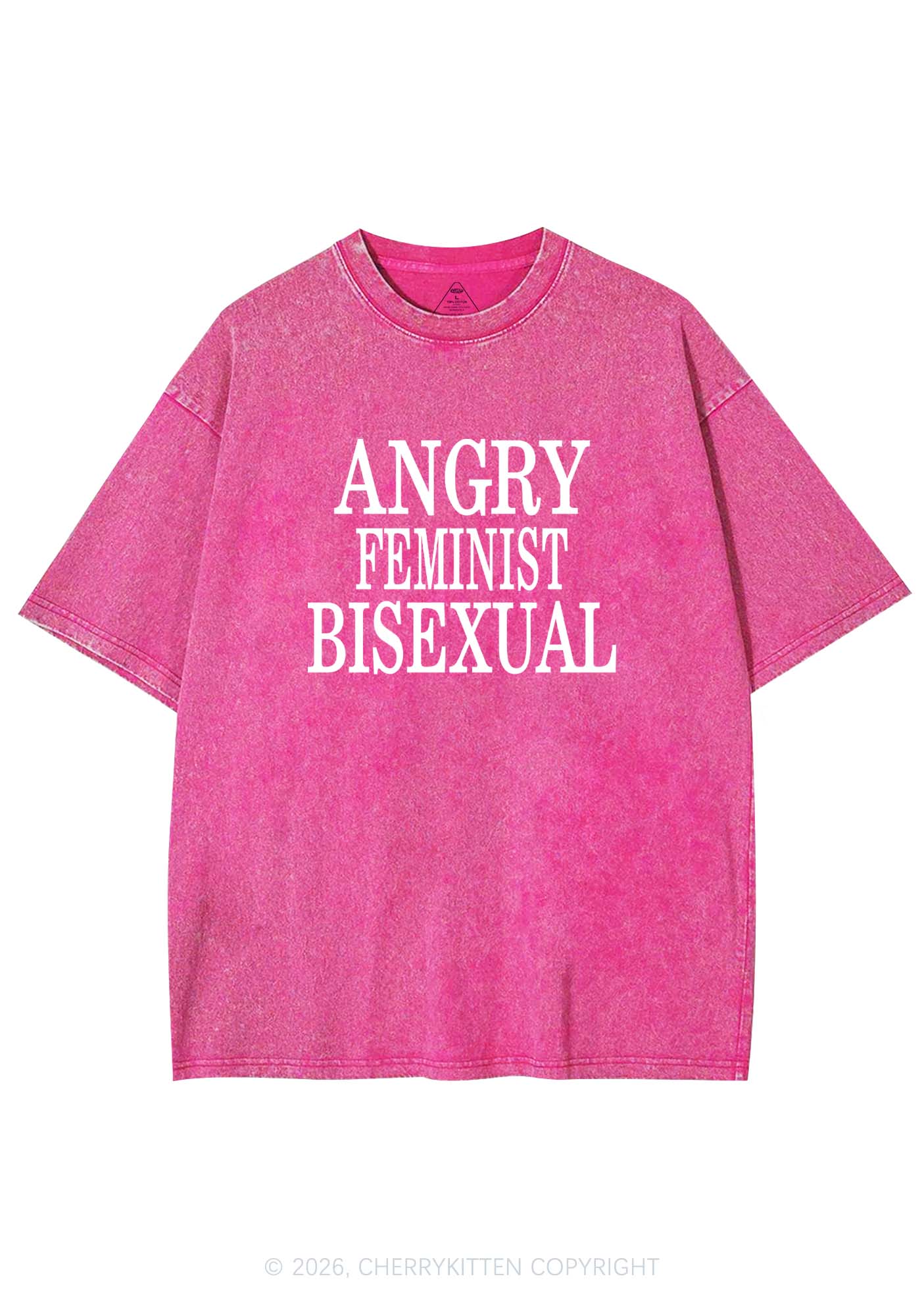 Angry Feminist Bisexual Pride Y2K Shirts Washed Tee Cherrykitten
