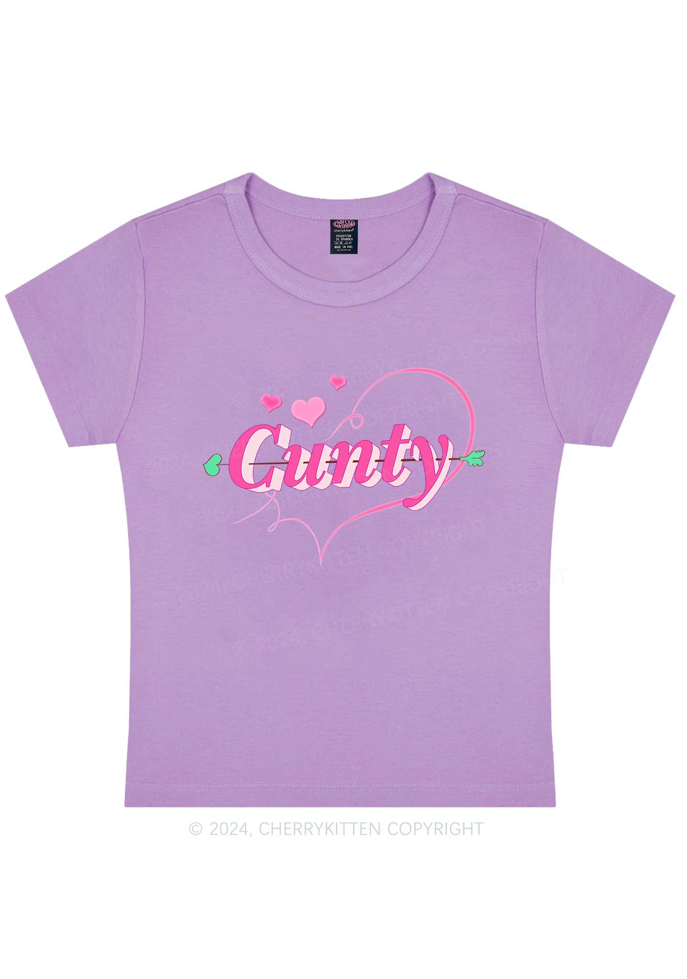 Cunty Pink Heart Y2K Valentine's Day Baby Tee Cherrykitten