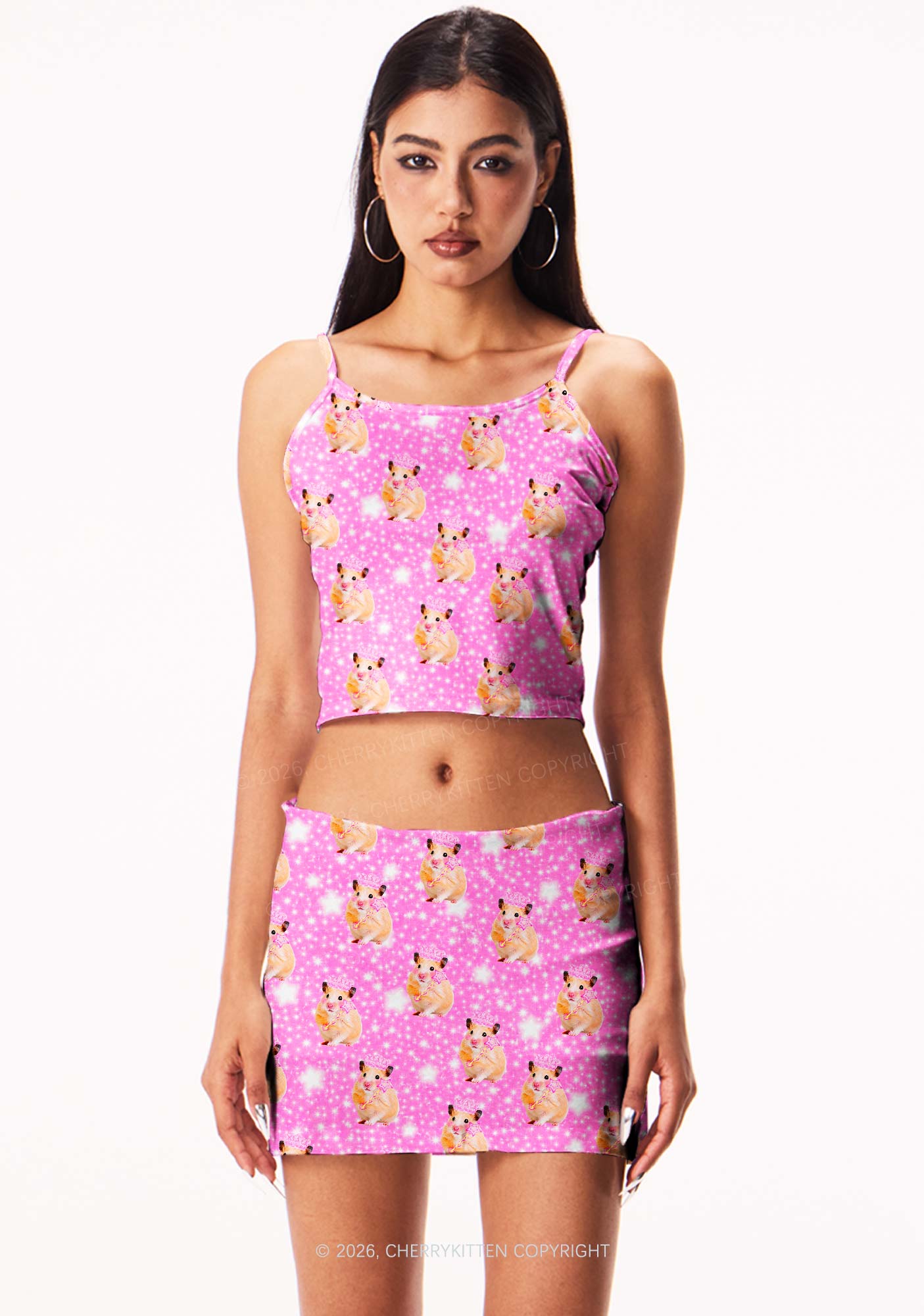 Rat Princess Y2K Print Mini Skirt Cherrykitten