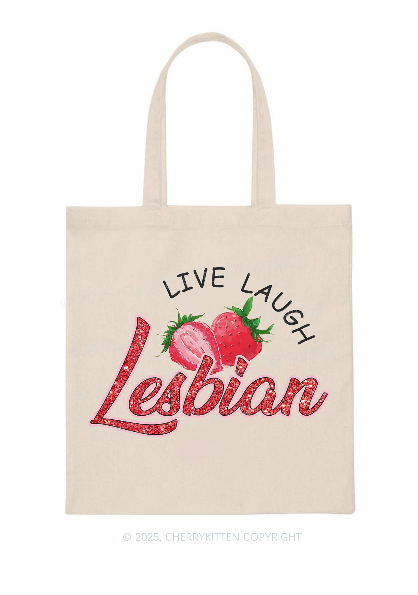 Live Laugh Lesbian Pride Y2K Canvas Tote Bag Cherrykitten