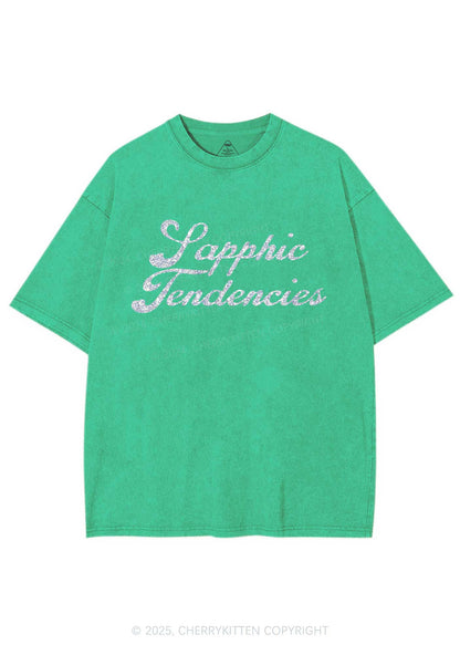 Glitter Sapphic Tendencies Pride Y2K Shirts Washed Tee Cherrykitten