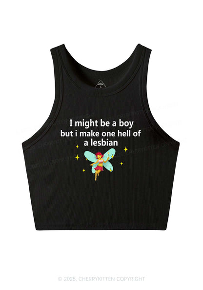 Make Hell Of Lesbian Y2K Crop Tank Top Cherrykitten