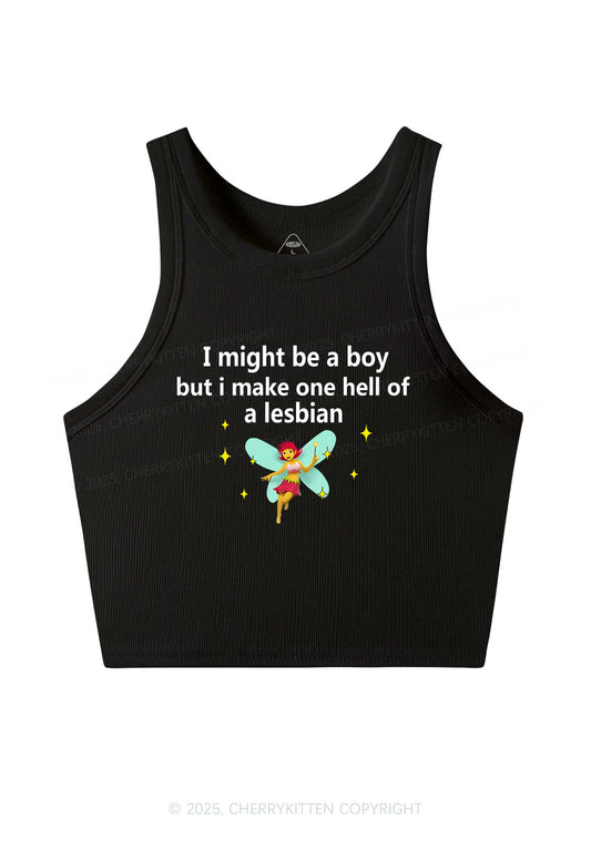 Make Hell Of Lesbian Y2K Crop Tank Top Cherrykitten