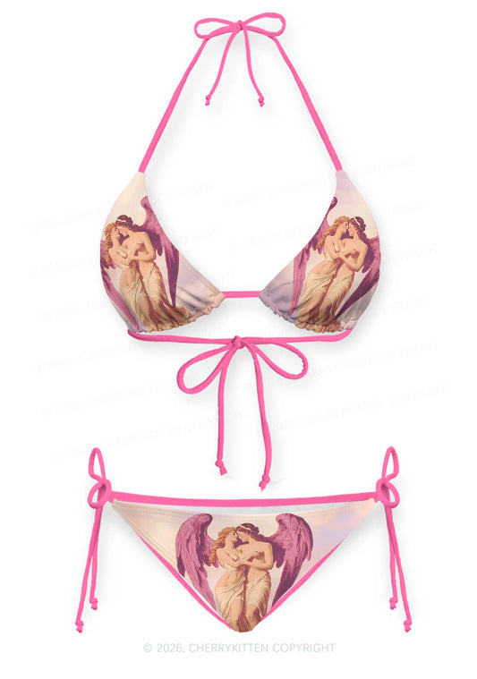Angel Lesbians Pride Y2K Print Bikini Set Cherrykitten