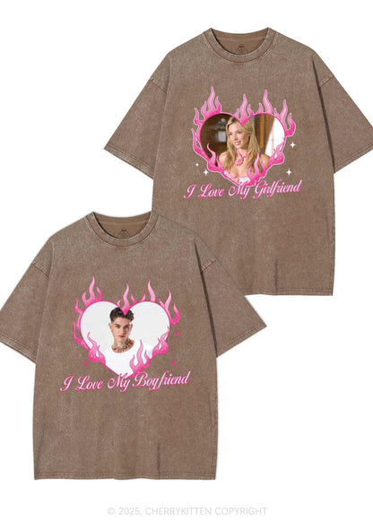 Custom I Love My GF BF Y2K Valentine's Day Washed Tee Cherrykitten