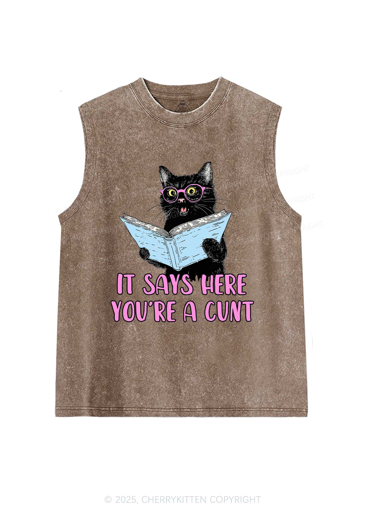 You Are A Cxxt Y2K Washed Muscle Tank Cherrykitten