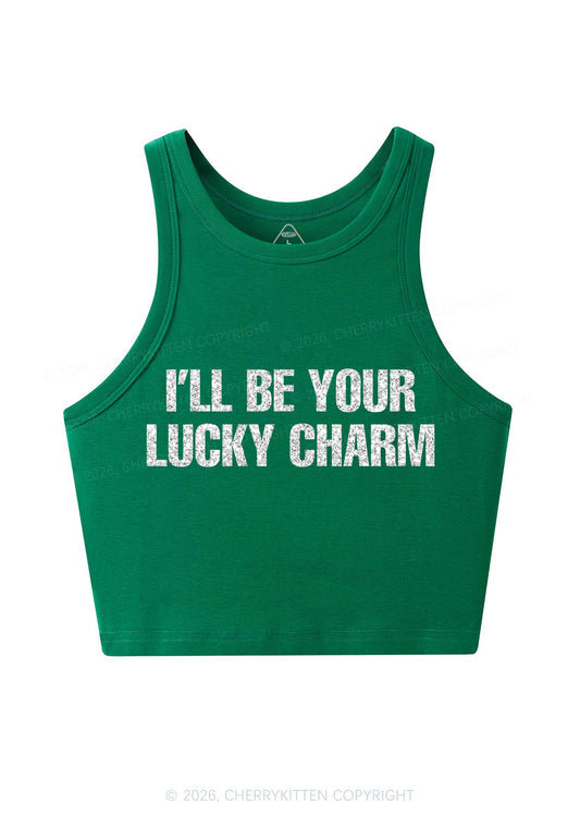 Glitter Be Your Lucky Charm St Patricks Y2K Crop Tank Top Cherrykitten