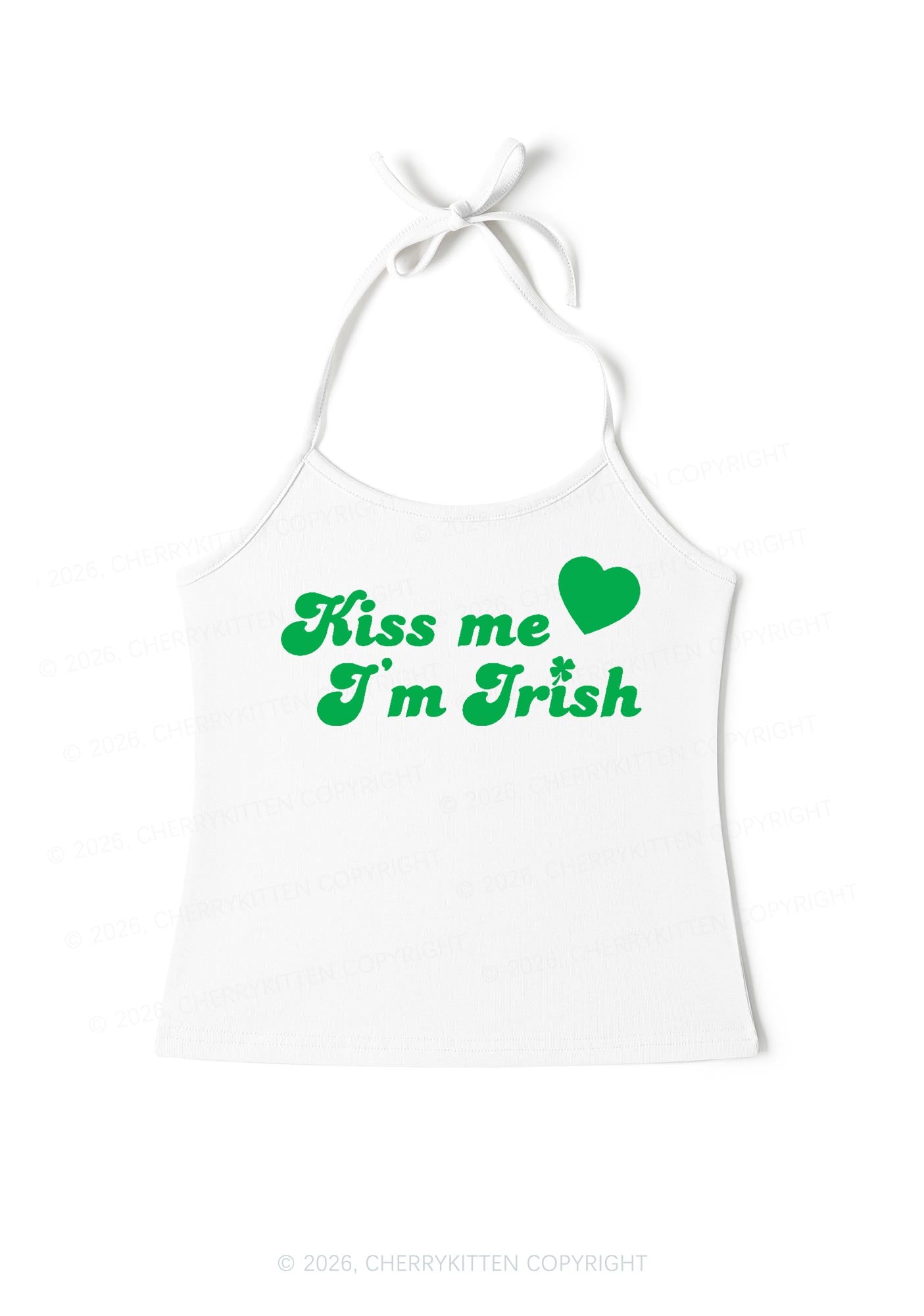 Kiss Me Im Irish St Patricks Y2K Halter Neck Cami Cherrykitten