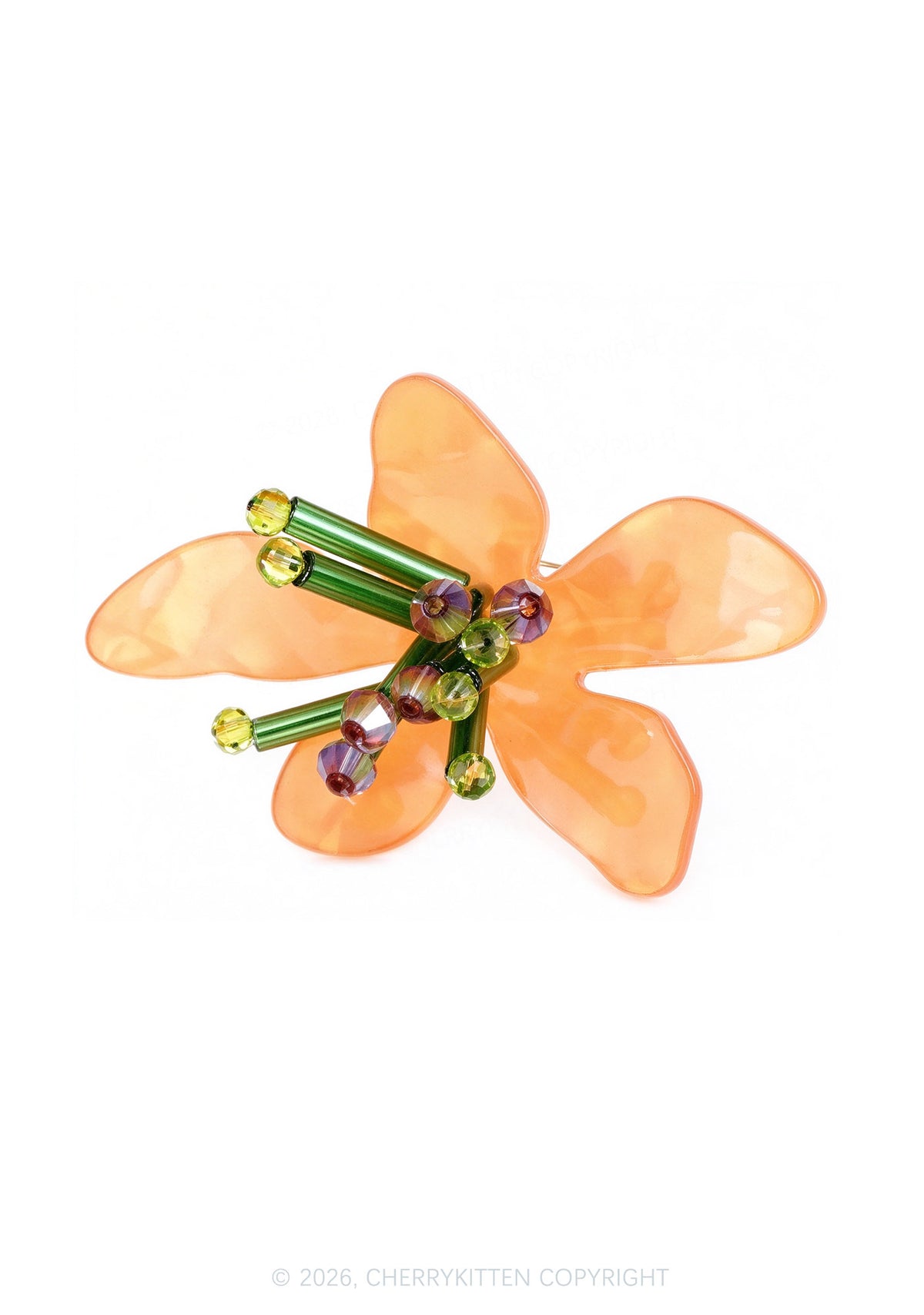 Orange Acrylic Flowers Y2K Rings Cherrykitten