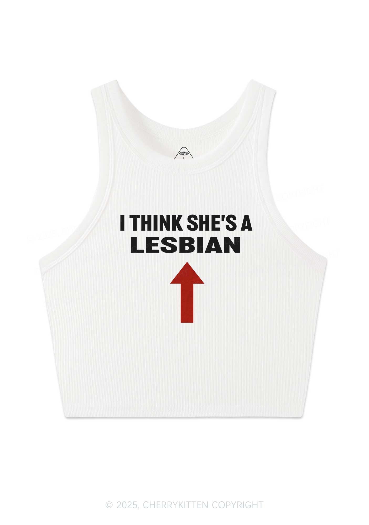 I Think She's A Lesbian Y2K Crop Tank Top Cherrykitten
