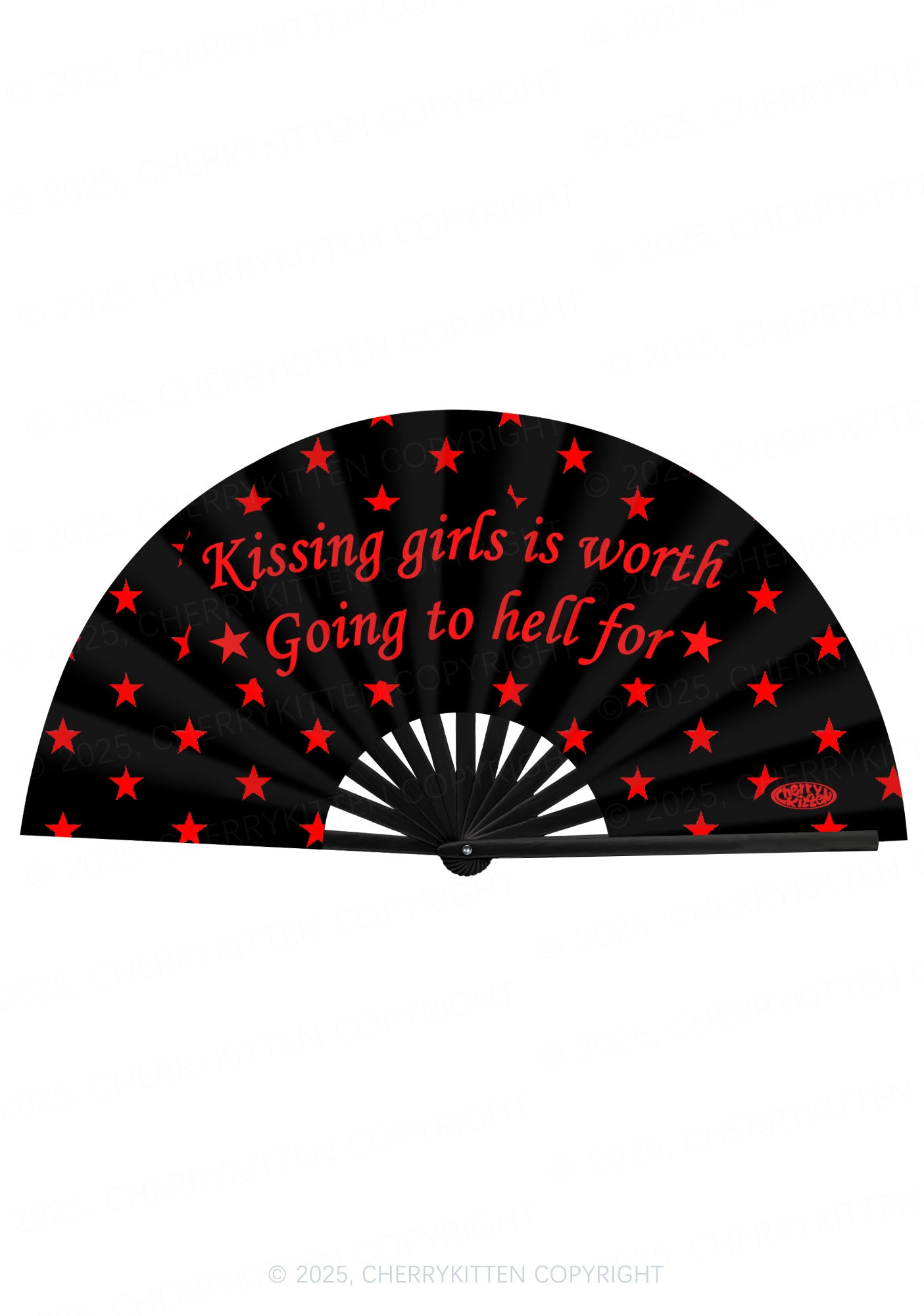 Kissing Girls is Worth Pride Y2K Rave Hand Fan Cherrykitten