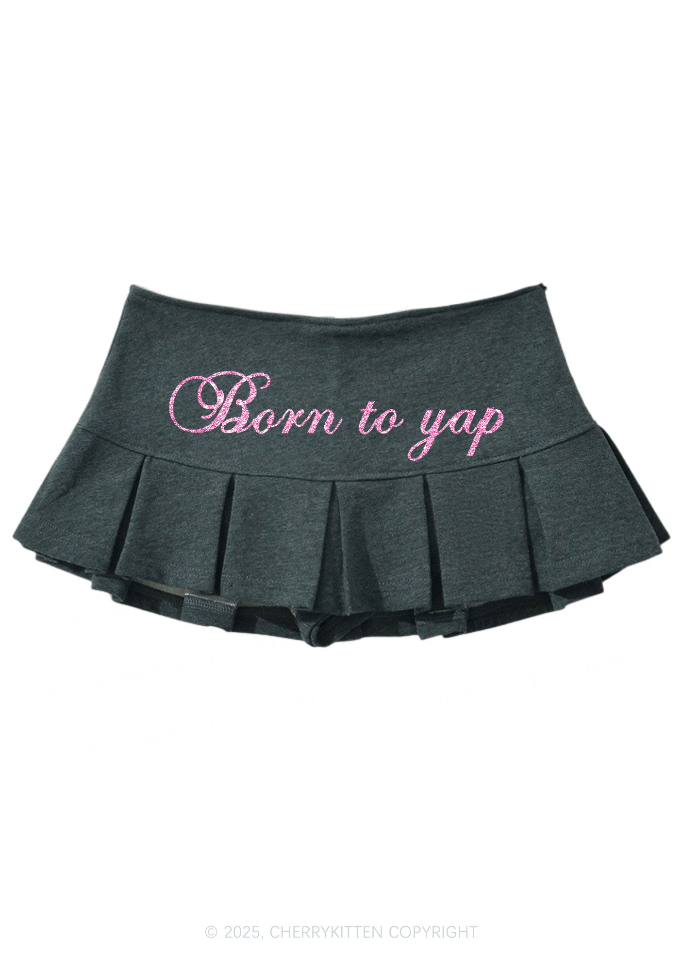 Glitter Born To Yap Y2K Mini Pleated Skirts Cherrykitten