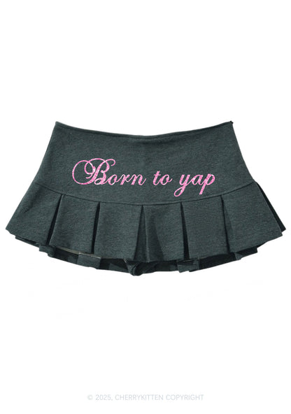 Glitter Born To Yap Y2K Mini Pleated Skirts Cherrykitten