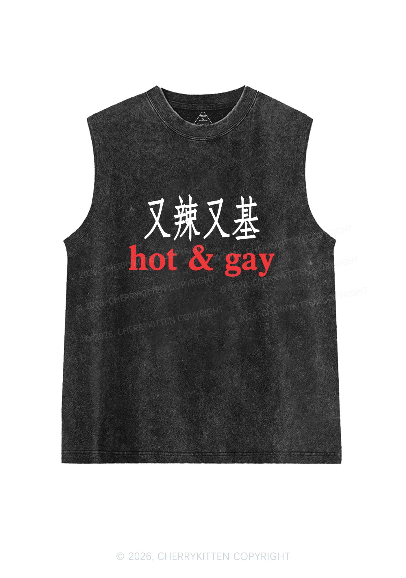 Hot Gay Pride Y2K Washed Muscle Tank Cherrykitten
