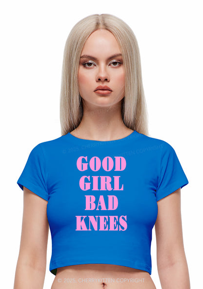 Good Girl Bad Knees Y2K Baby Tee Cherrykitten