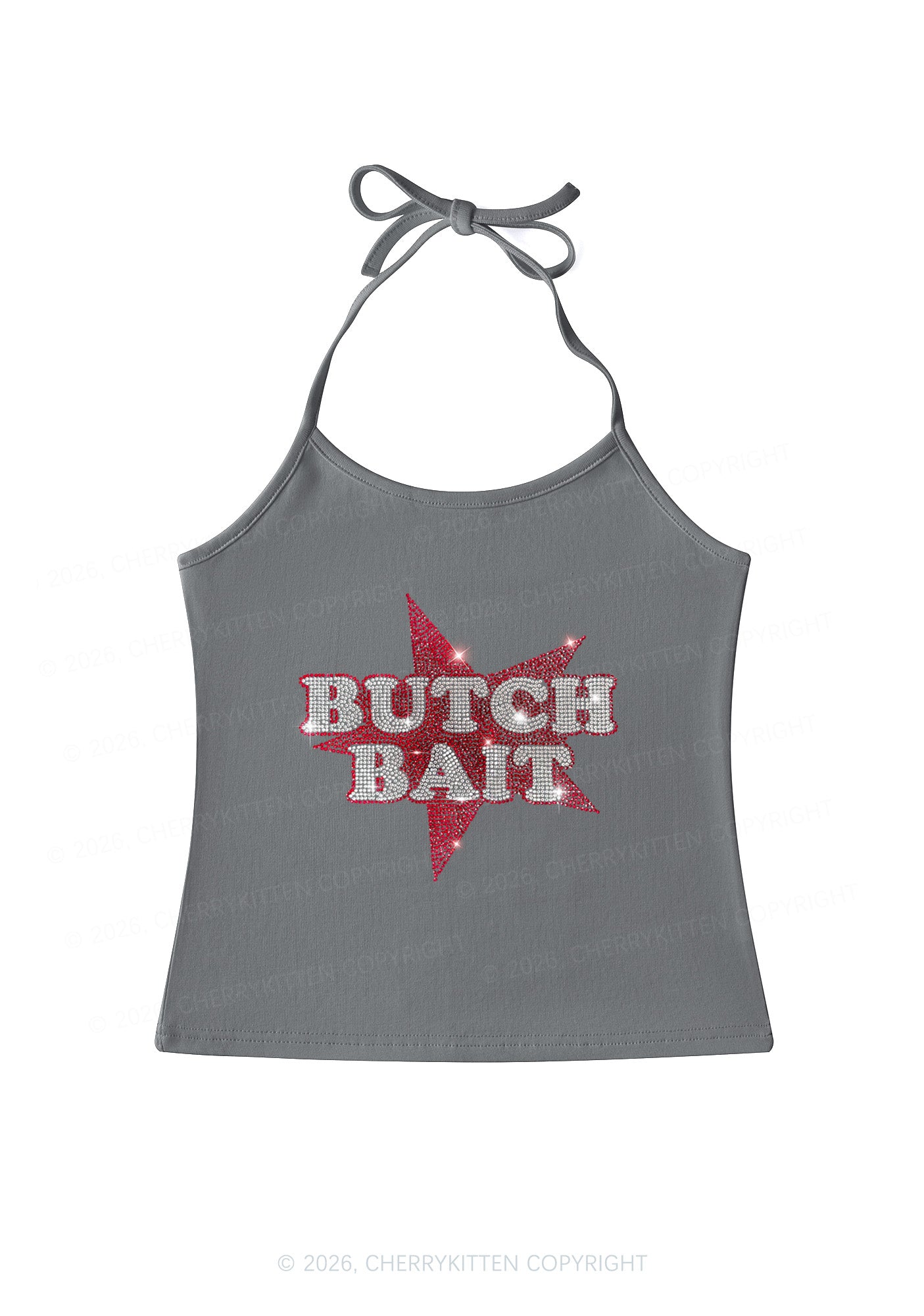 Rhinestone Butch Bait Pride Y2K Halter Neck Cami Cherrykitten