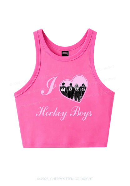I Love Four Hockey Boys Y2K Crop Tank Top Cherrykitten