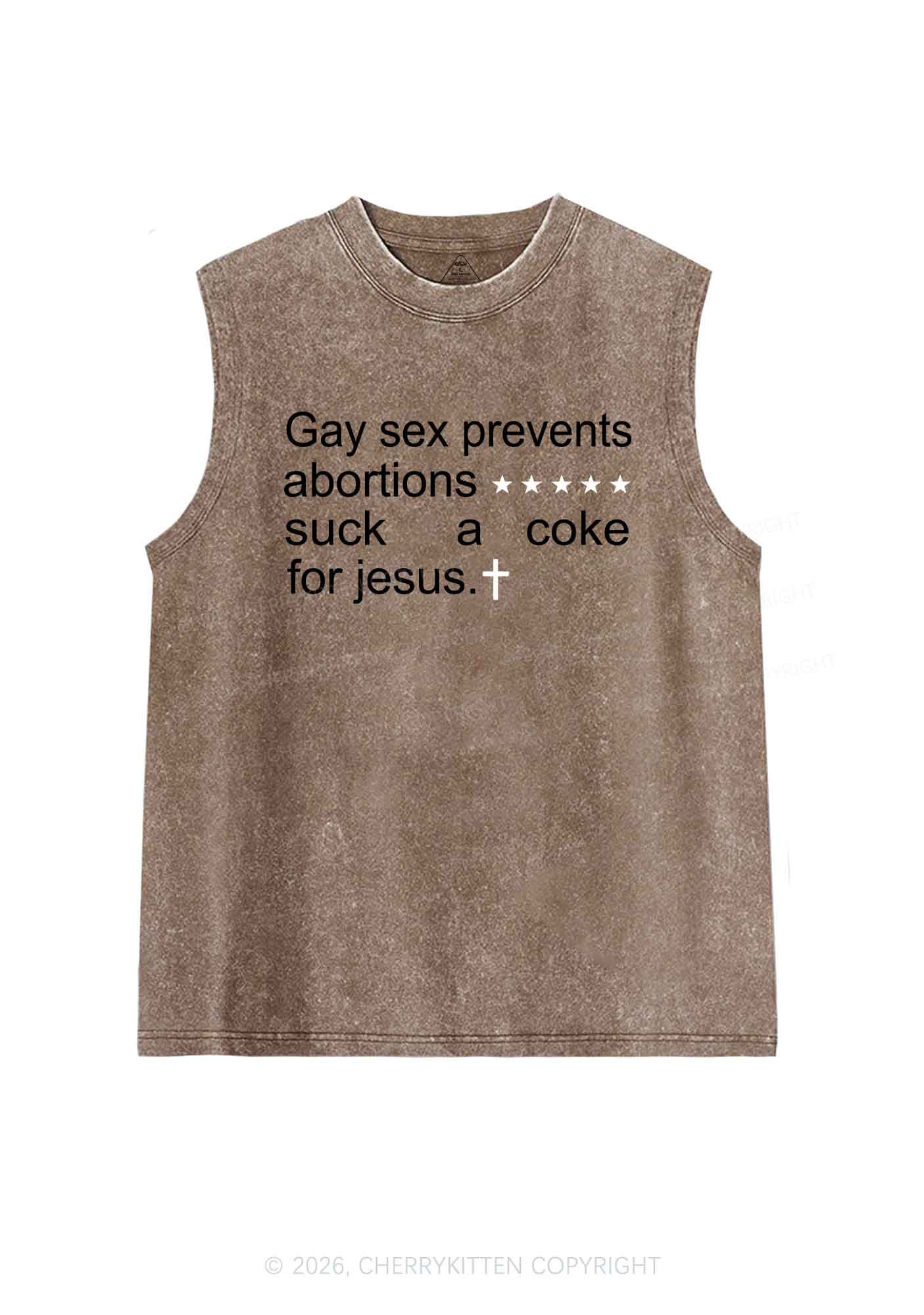 Suck A Coke For Jesus Pride Y2K Washed Muscle Tank Cherrykitten
