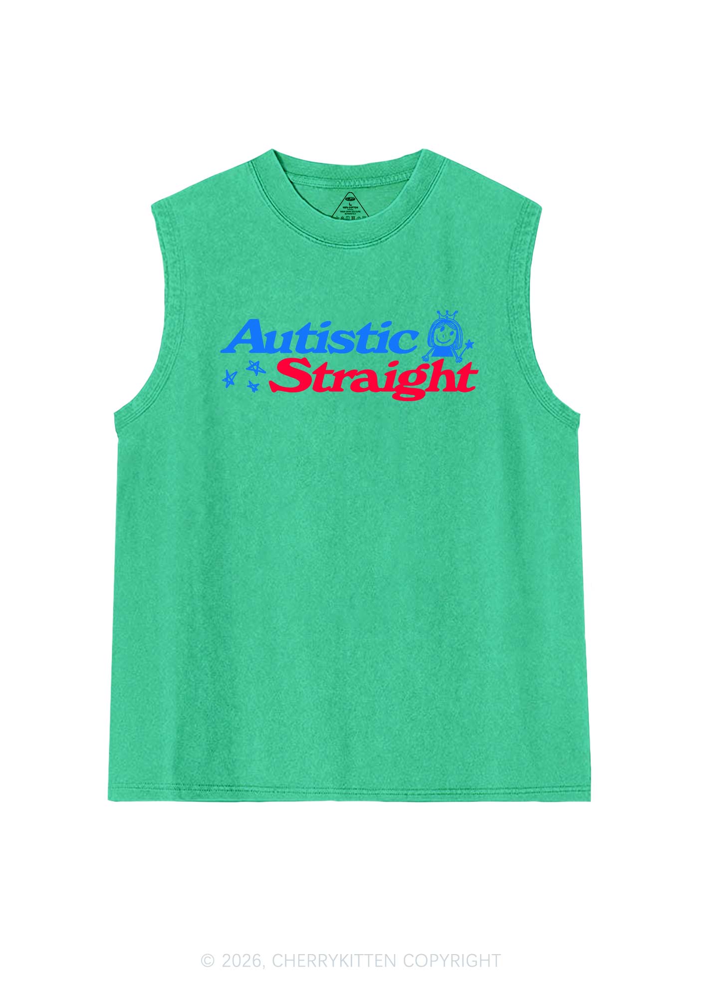 Autistic Straight Pride Y2K Washed Muscle Tank Cherrykitten