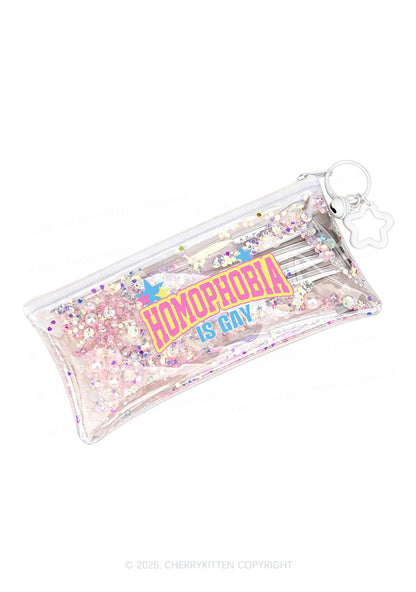 Homophobia Is Gay Pride Y2K Quicksand Transparent Pencil Pouch Cherrykitten