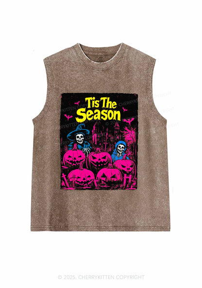 Halloween Tis The Season Skull Y2K Washed Muscle Tank Cherrykitten