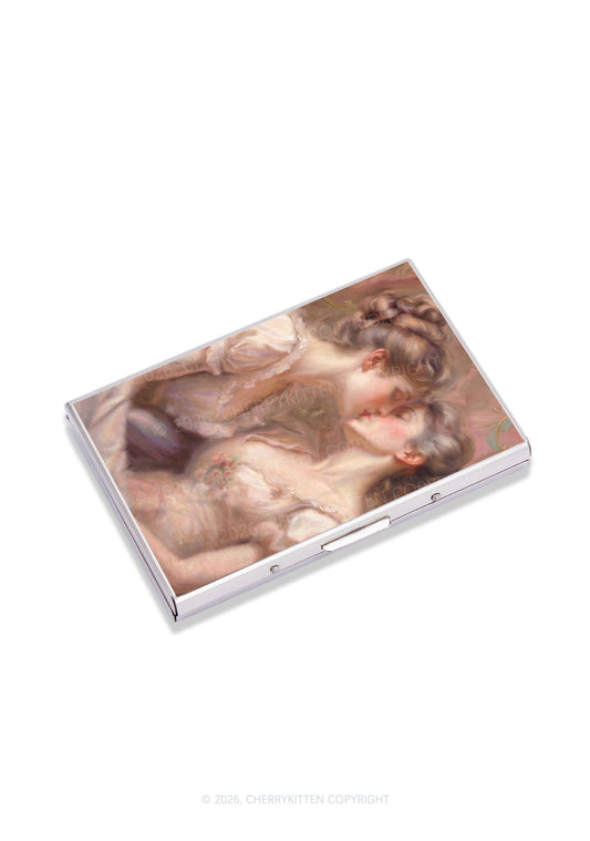 Pastel Dreamy Kissing Couple Pride Y2K Mirror Cigarette Case Cherrykitten