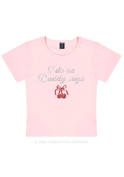 Rhinestone I Do As Daddy Says Y2K Baby Tee Cherrykitten