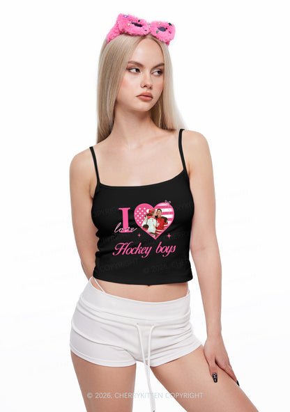 I Love US Hockey Boys HR Y2K Spaghetti Strap Cami Cherrykitten