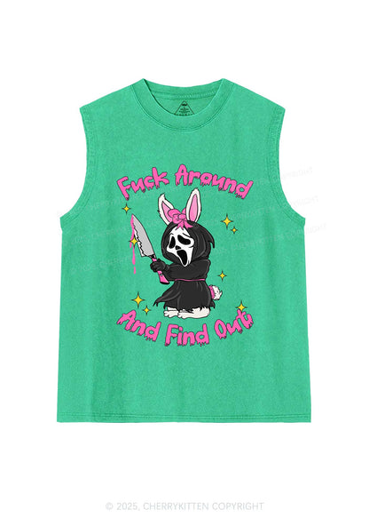 Halloween Fxxk Around Find Out Y2K Washed Muscle Tank Cherrykitten