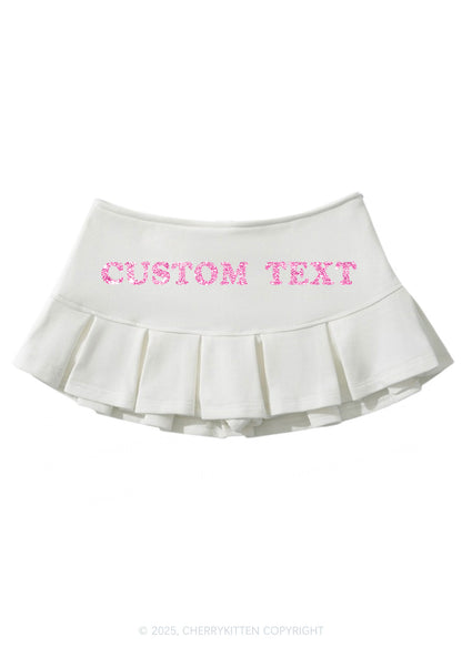 Custom Text Glitter Y2K Mini Pleated Skirts Cherrykitten