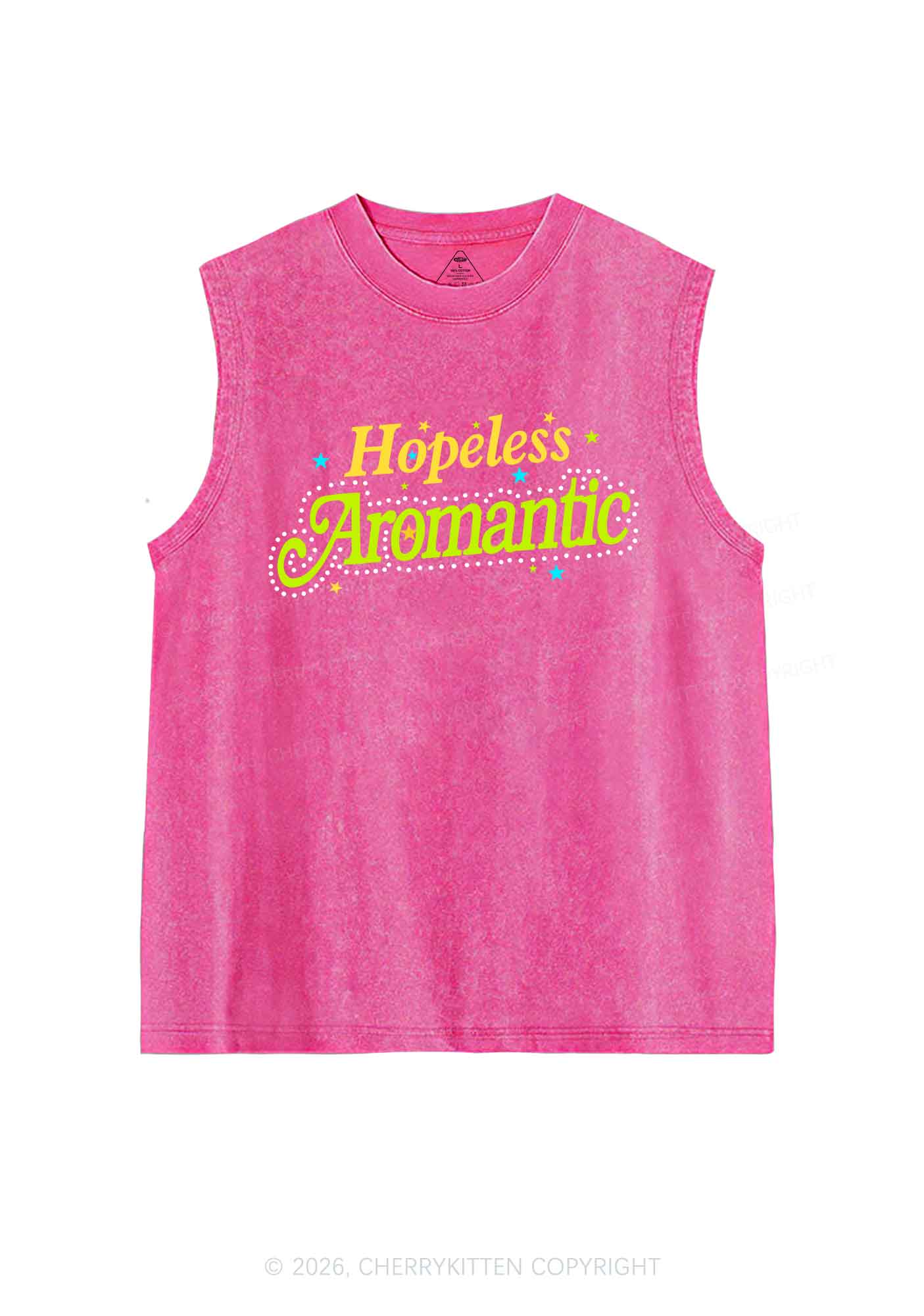 Hopeless Aromantic Pride Y2K Washed Muscle Tank Cherrykitten