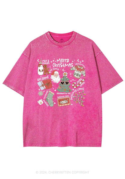 Merry Christmas Holiday Y2K Washed Tee Cherrykitten