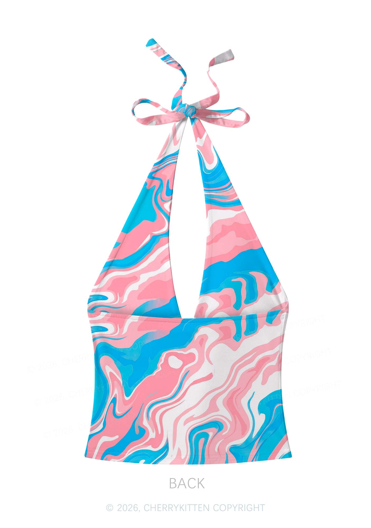 Trans Liquid Tie Dye Pride Y2K Print Halter Deep V Neck Cami Cherrykitten