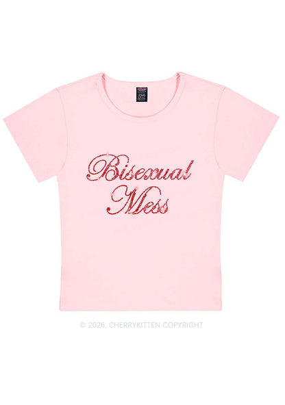 Rhinestone Bisexual Mess Pride Y2K Baby Tee Cherrykitten