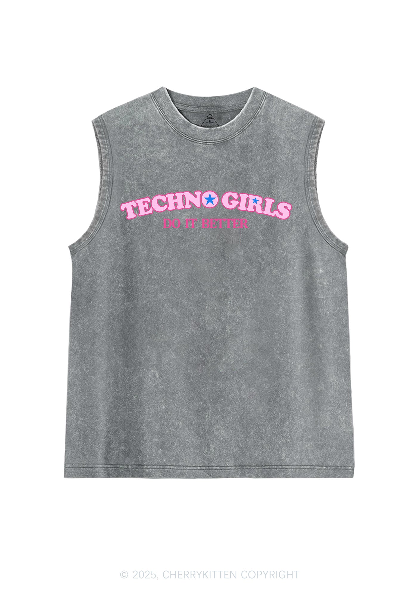 Techno Girl Do Better Y2K Washed Muscle Tank Cherrykitten