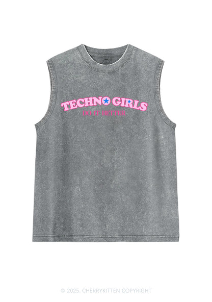 Techno Girl Do Better Y2K Washed Muscle Tank Cherrykitten