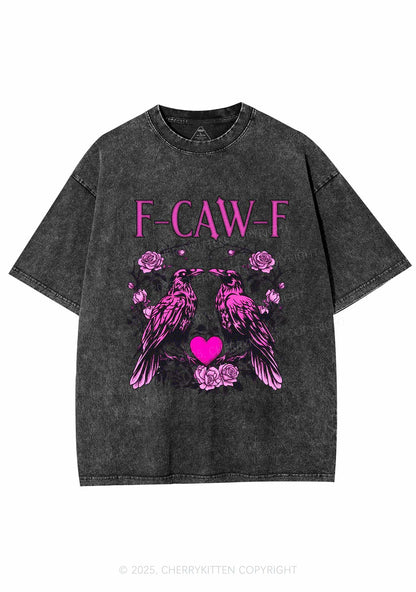F CAW F Pink Ravens Valentine's Day Y2K Shirts Washed Tee Cherrykitten