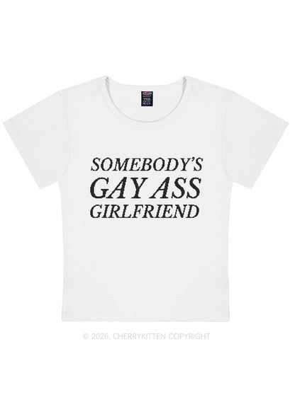 Somebodys Gay Axx Girlfriend Pride Y2K Baby Tee Cherrykitten