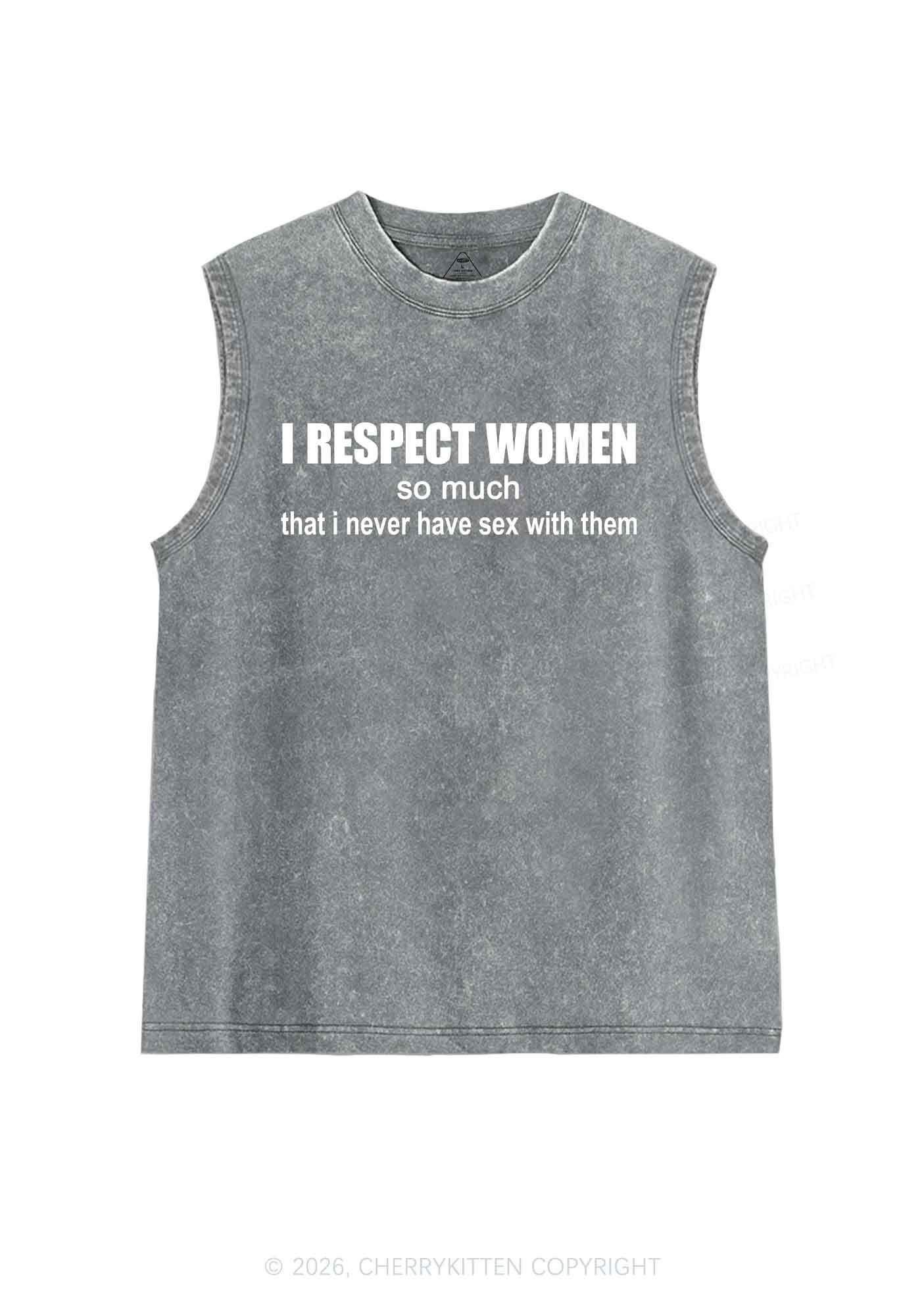 I Respect Women Pride Y2K Washed Muscle Tank Cherrykitten