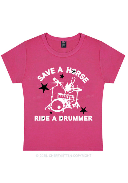 Save Horse Ride Drummer Y2K Baby Tee Cherrykitten